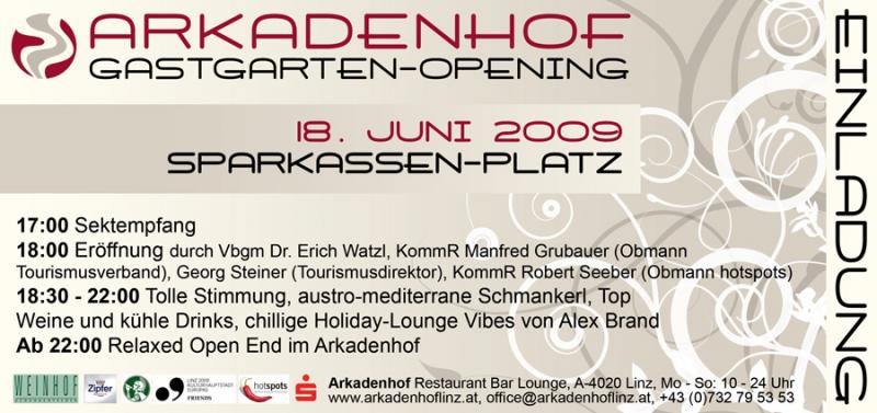 Invitation Arkadenhof garden opening