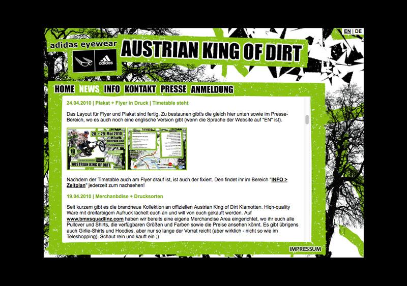 The slightly modified website for the Austrian King of Dirt 2010